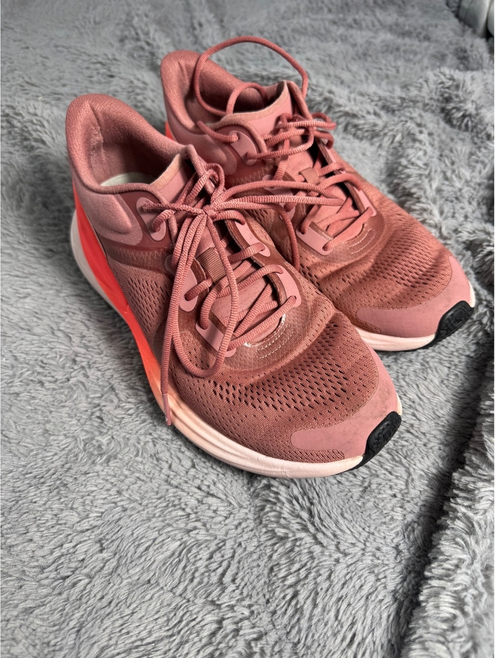 Lululemon Women's Pink Mesh Running Shoes with Orange Accent Size 8.5
